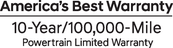 America's Best Warranty - 10 year, 100,000 mile limited powertrain warranty&quot;